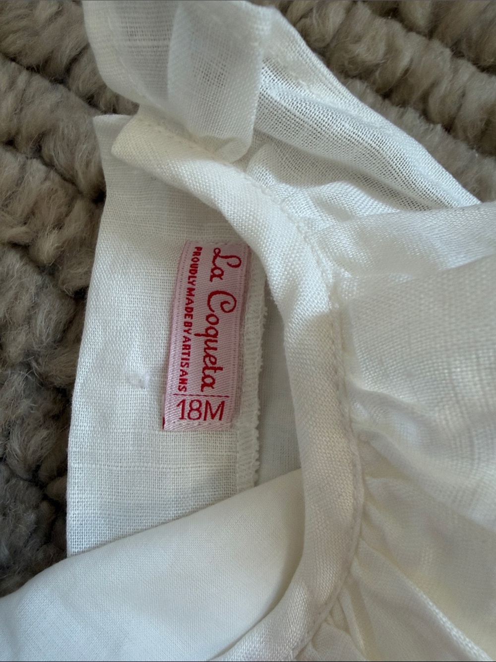 Children's White Ruffle Dress with Belt - Picture 3 of 4